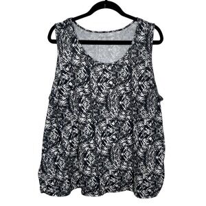 Wild Majesty Black & White Activewear Workout Exercise Tank Top Plus Size 2X